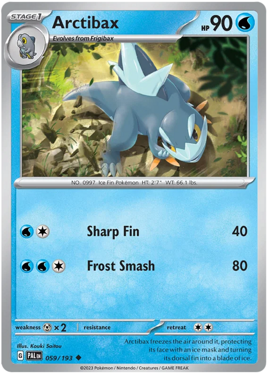 Pokémon Arctibax #059 common kaart uit de Paldea Evolved set