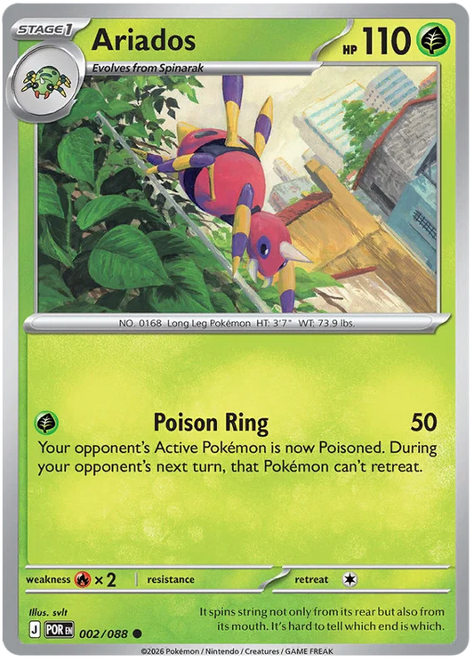 Ariados #002 common Pokémon kaart uit de Perfect Order set