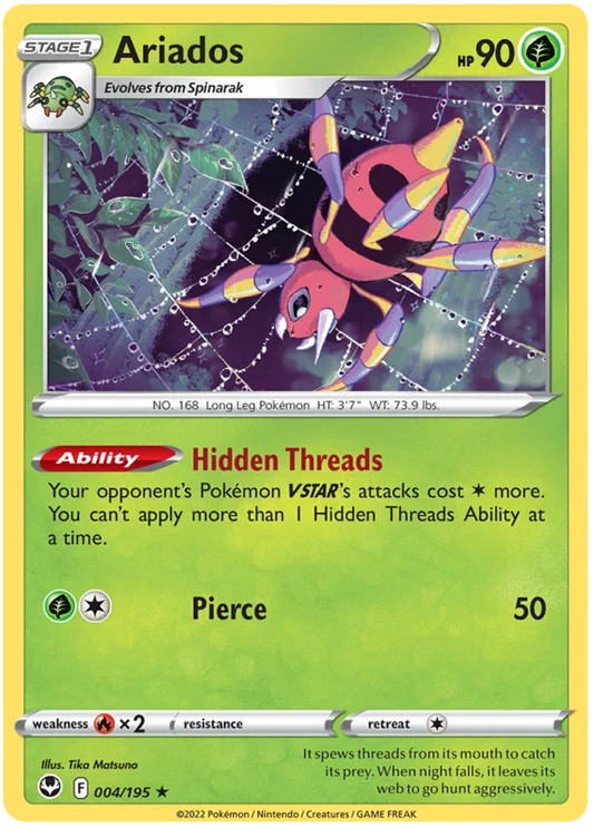 Ariados Holo #004/195 Pokémon kaart uit de Silver Tempest set