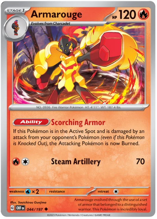 Pokémon Armarouge #044 common kaart uit Obsidian Flames set