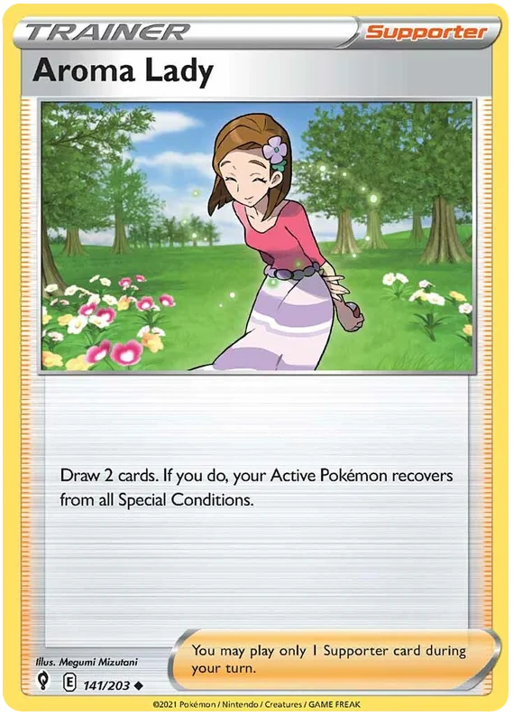 Aroma Lady Trainer Supporter kaart 141/203 uit Pokémon Evolving Skies