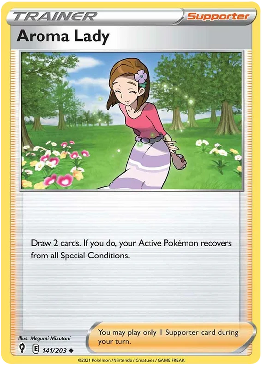 Aroma Lady Trainer Supporter kaart 141/203 uit Pokémon Evolving Skies