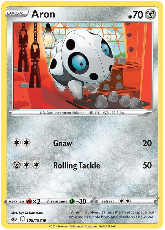 Aron common Pokémonkaart #109/198 uit de Chilling Reign set
