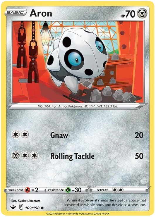 Aron common Pokémonkaart #109/198 uit de Chilling Reign set