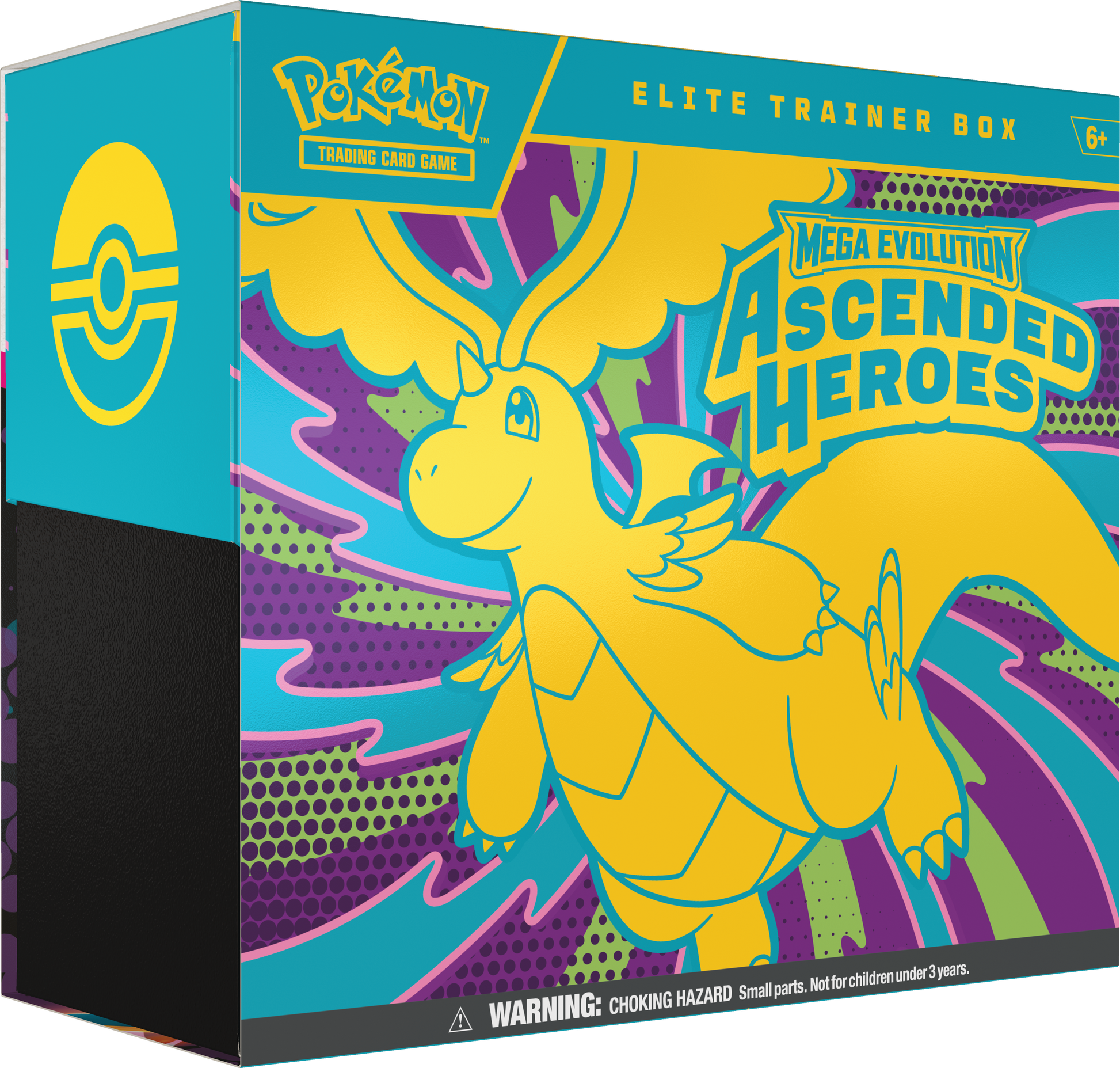 Pokémon TCG Ascended Heroes Elite Trainer Box schuin vooraanzicht met Mega Dragonite