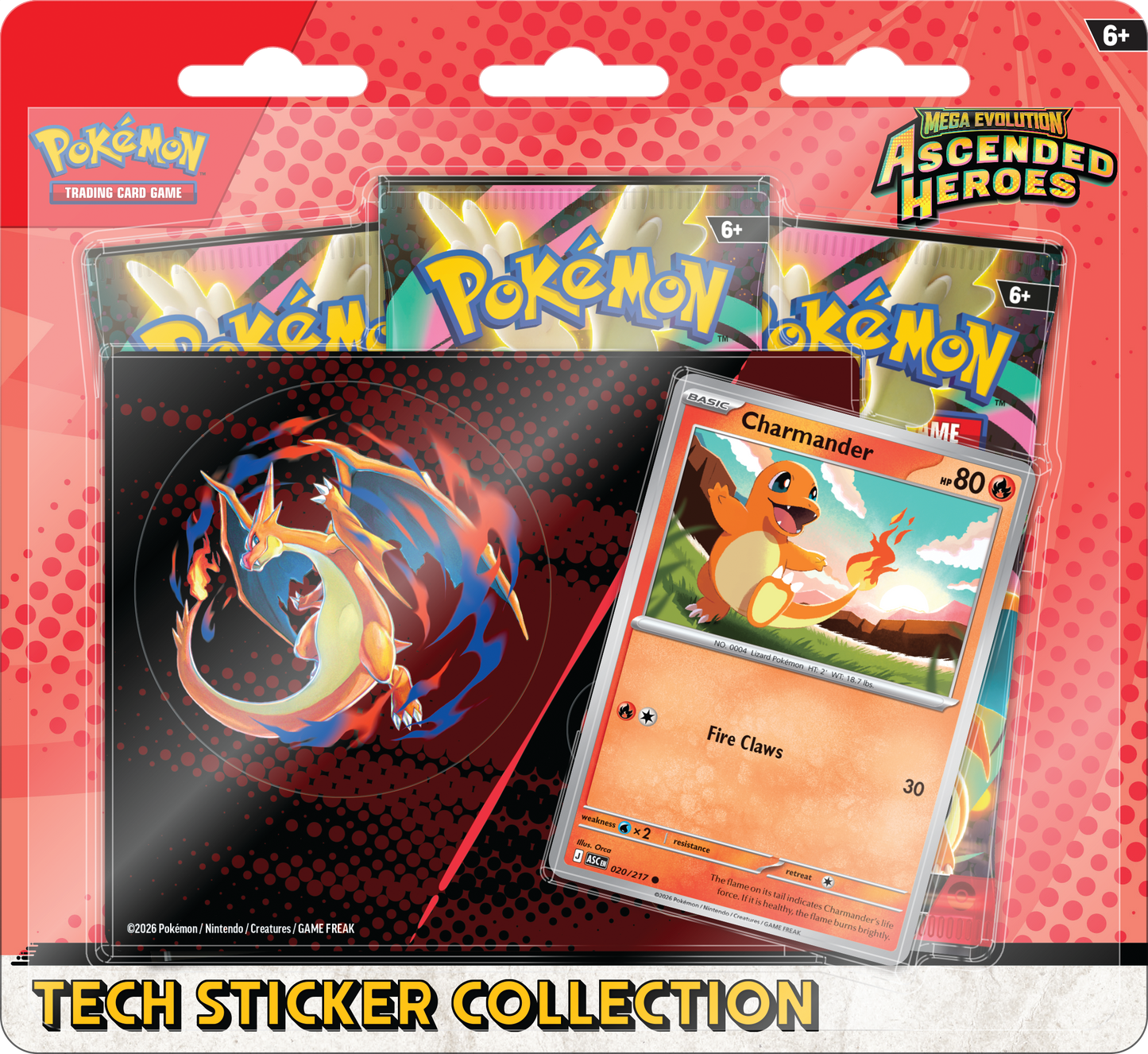Pokémon Ascended Heroes Tech Sticker Collection Charmander verpakking