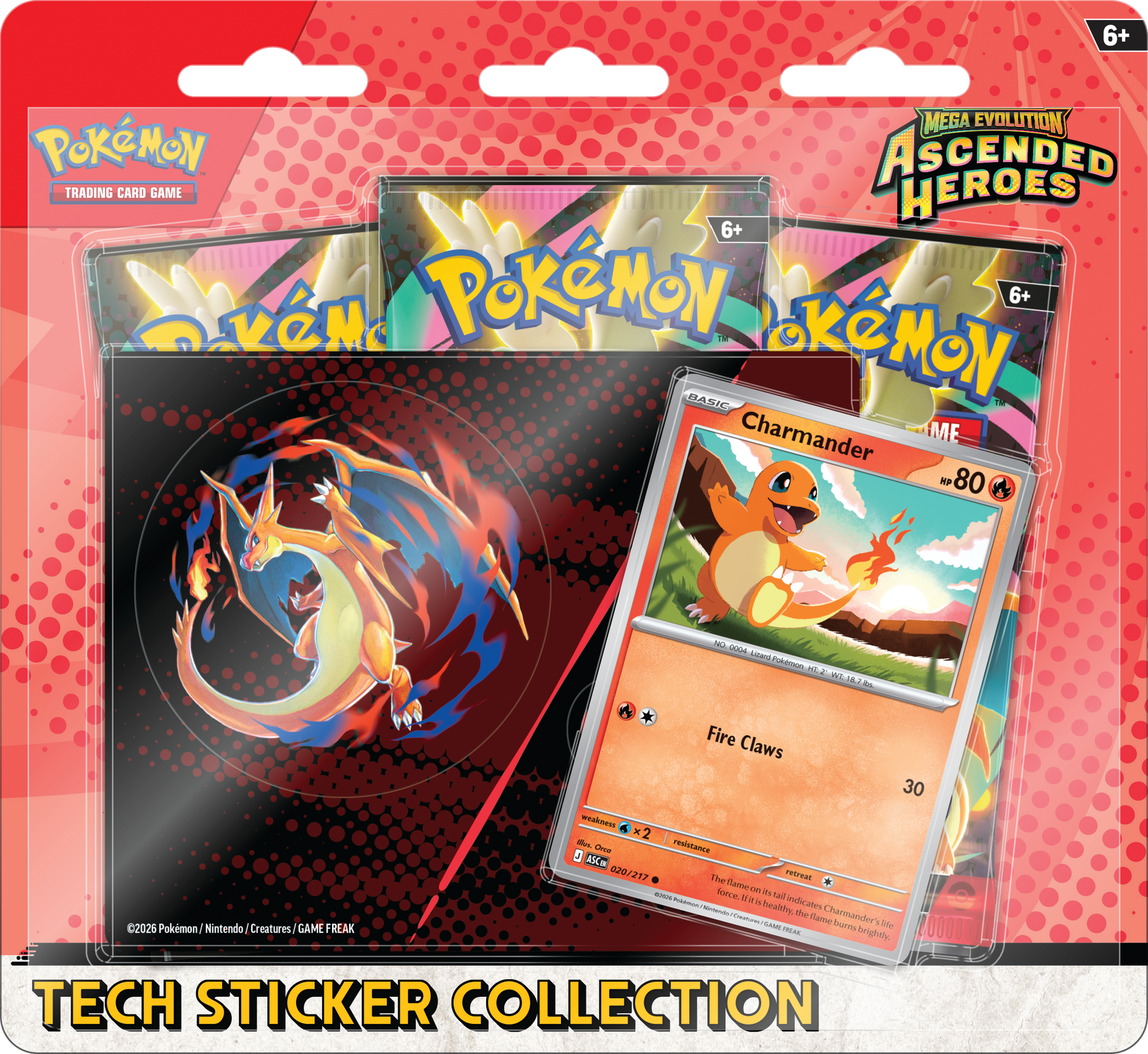 Pokémon Ascended Heroes Tech Sticker Collection Charmander verpakking