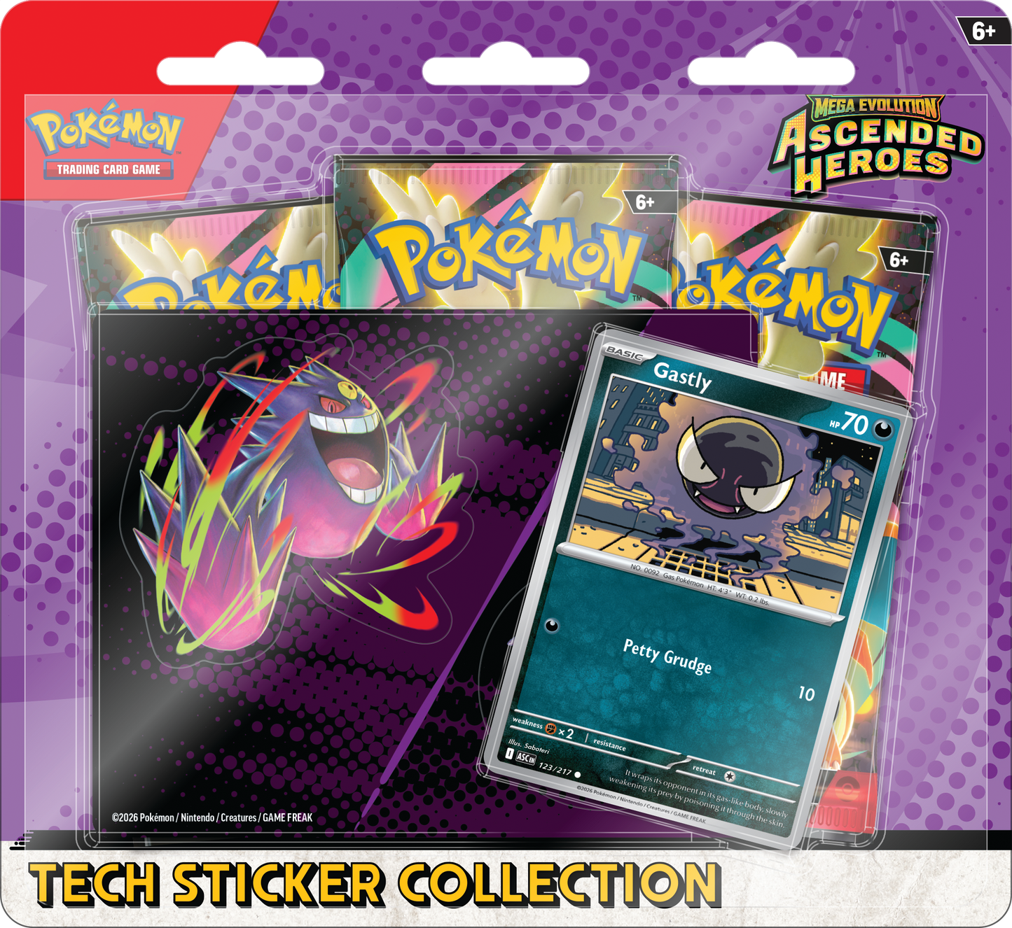Pokémon TCG Ascended Heroes Tech Sticker Collection Gastly verpakking