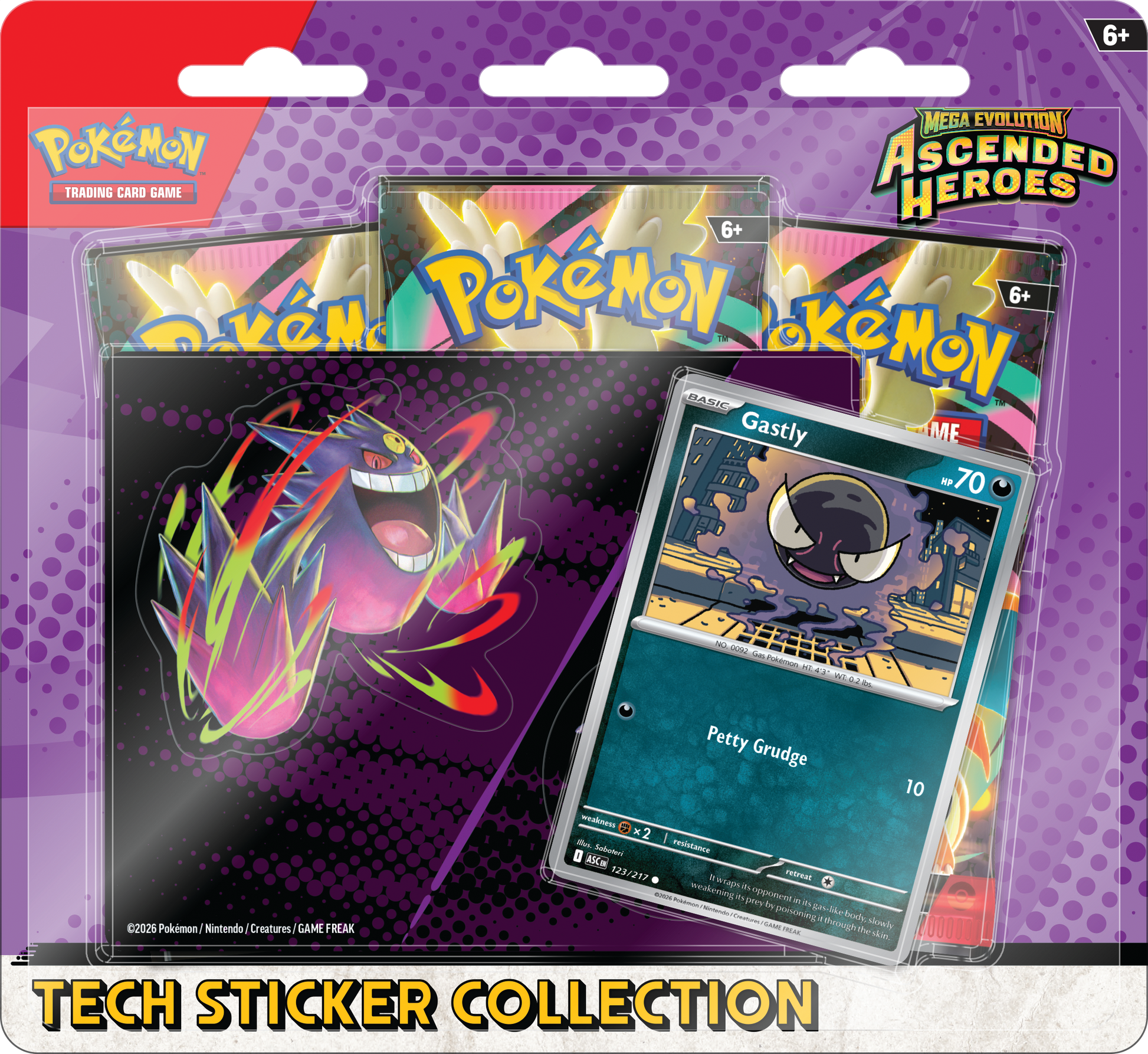 Pokémon TCG Ascended Heroes Tech Sticker Collection Gastly verpakking