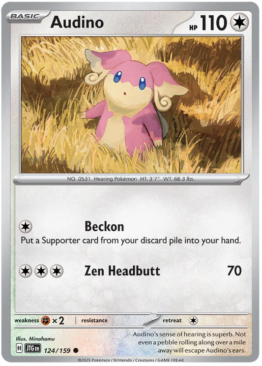 Pokémon Audino common kaart nummer 124 uit de Journey Together set