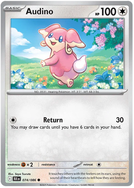 Pokémon Audino common kaart nummer 074 uit de Black Bolt set
