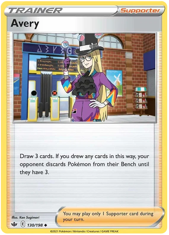 Pokémon Avery #130/198 common Trainer Supporter kaart uit Chilling Reign