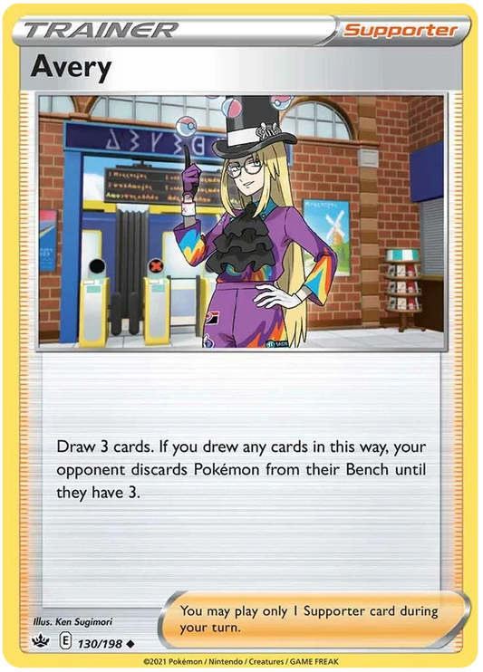Pokémon Avery #130/198 common Trainer Supporter kaart uit Chilling Reign