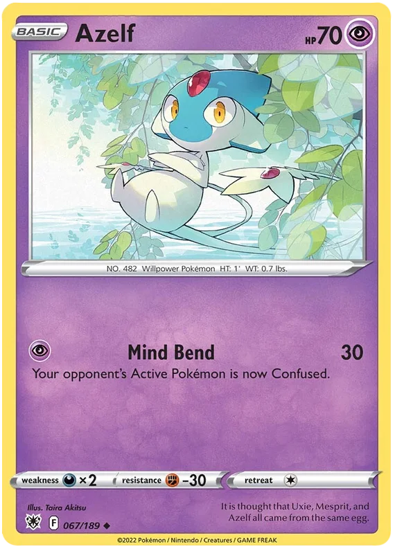 Azelf common kaart nummer 067/189 uit de Pokémon Astral Radiance set