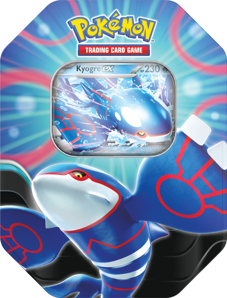 Pokémon Azure Legends ex Tin met Kyogre ex, Xerneas ex of Dialga ex promo kaart uit de Scarlet and Violet serie