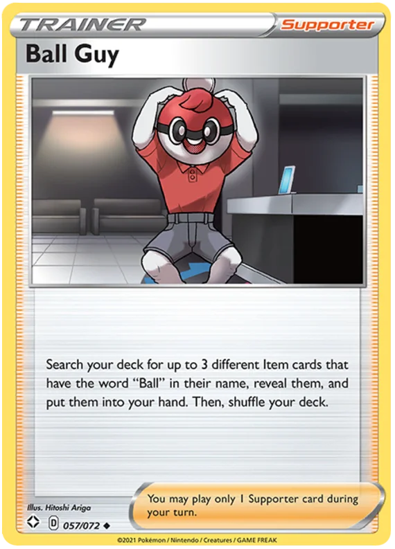 Pokemon Ball Guy trainer supporter kaart 057/072 uit Shining Fates set