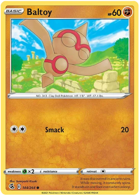 Baltoy common kaart 144/264 uit de Pokémon Fusion Strike set met de aanval Smack