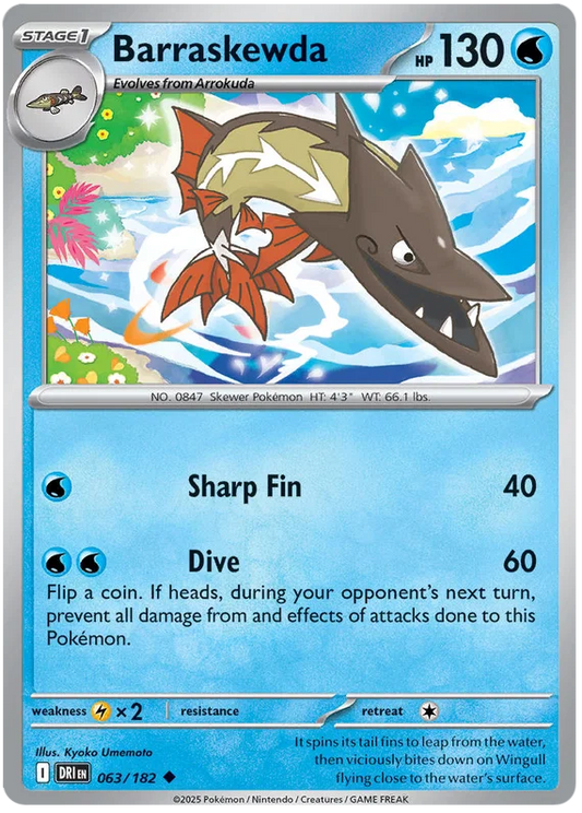 Barraskewda common kaart #063 uit de Pokémon Destined Rivals set