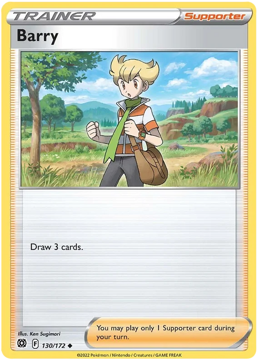 Pokémon Barry common trainer supporter kaart 130/172 uit Brilliant Stars