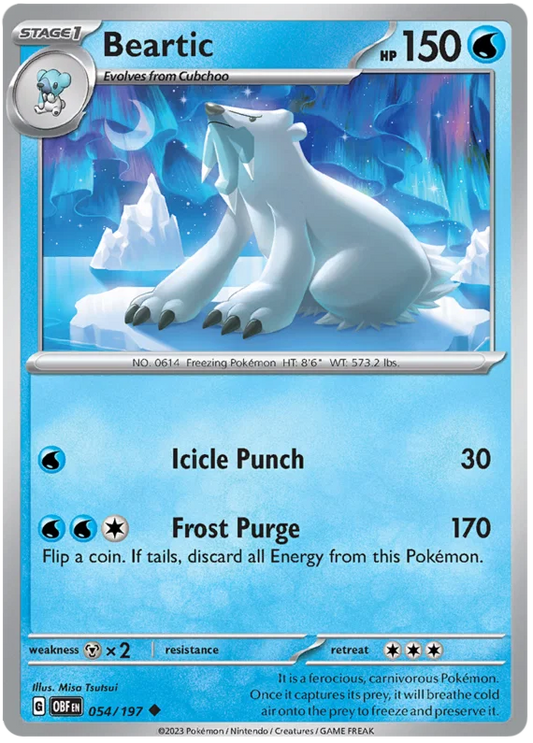 Beartic common Pokémon kaart #054 uit de Obsidian Flames set