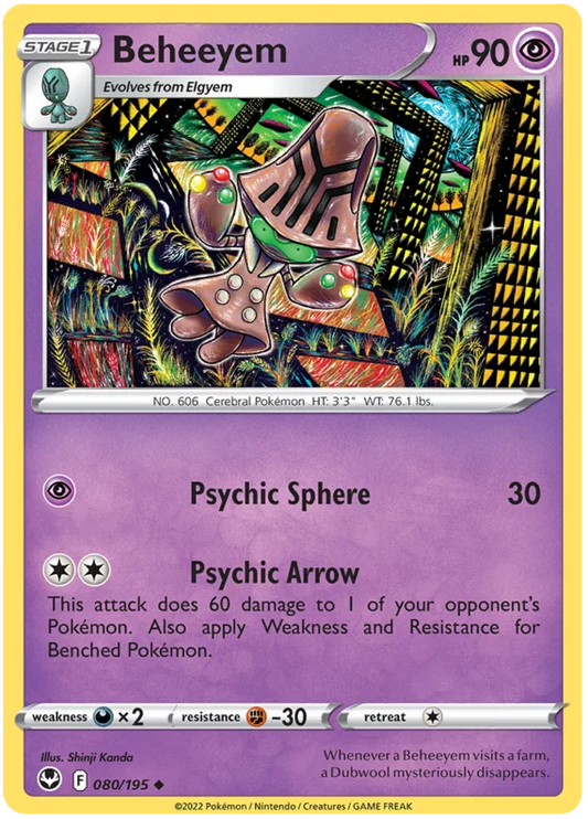 Beheeyem common Pokémon kaart #080 uit de Silver Tempest set