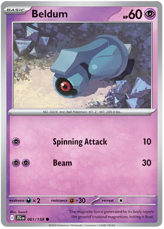 Pokémon Beldum common kaart #061 uit de Journey Together set