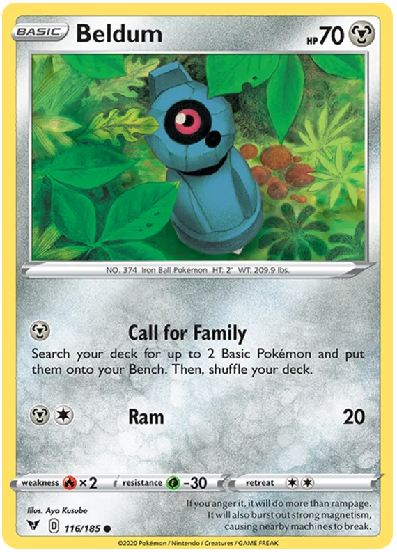 Pokémon Beldum common kaart 116/185 uit de Vivid Voltage set