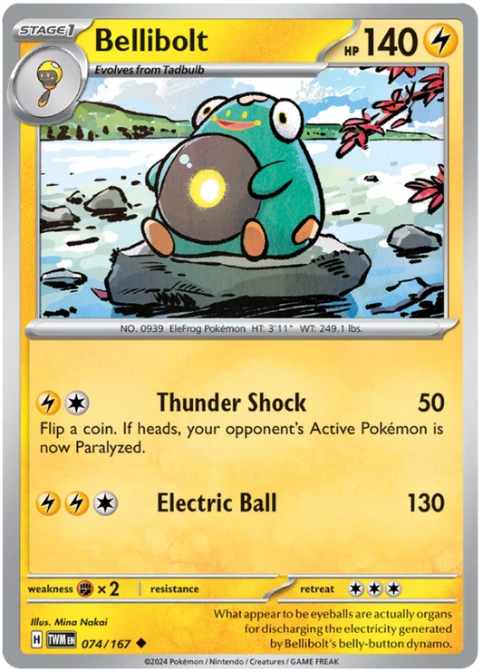 Bellibolt common kaart #074 uit de Pokémon set Twilight Masquerade