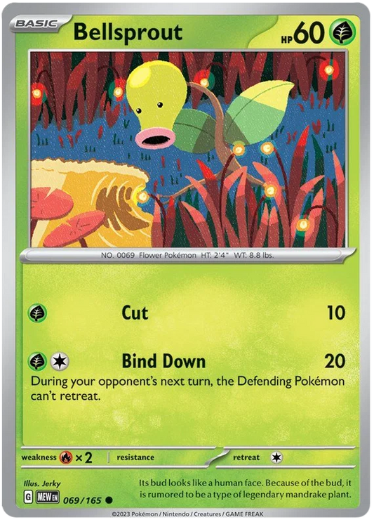 Bellsprout common kaart nummer 069 uit de Pokémon 151 set