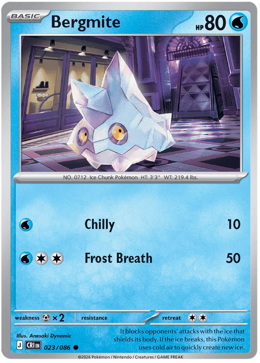 Pokémon Bergmite common kaart nummer 023 uit de Chaos Rising set