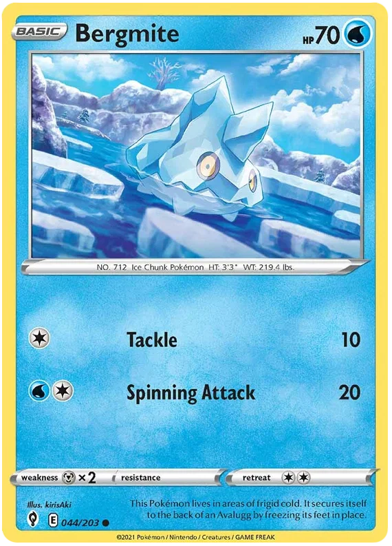 Bergmite common Pokémon kaart nummer 044/203 uit Evolving Skies set