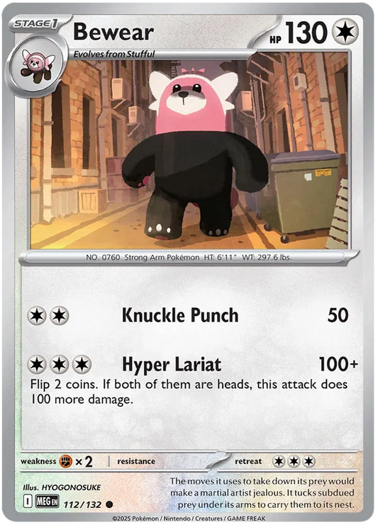 Bewear common kaart #112 uit de Pokémon Mega Evolution set