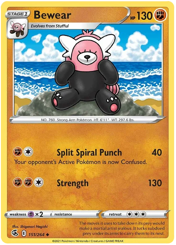 Pokémon Bewear common kaart 151/264 uit de Fusion Strike set