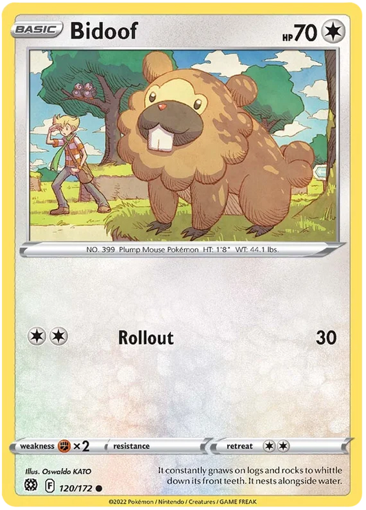 Pokémon Bidoof 120/172 common kaart uit Brilliant Stars set