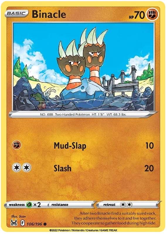 Pokémon Binacle #106/196 common kaart uit de Lost Origin set