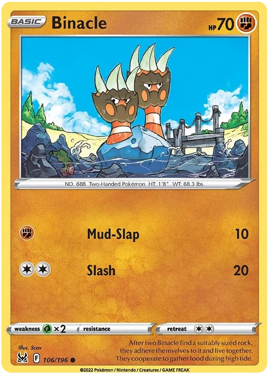Pokémon Binacle #106/196 common kaart uit de Lost Origin set