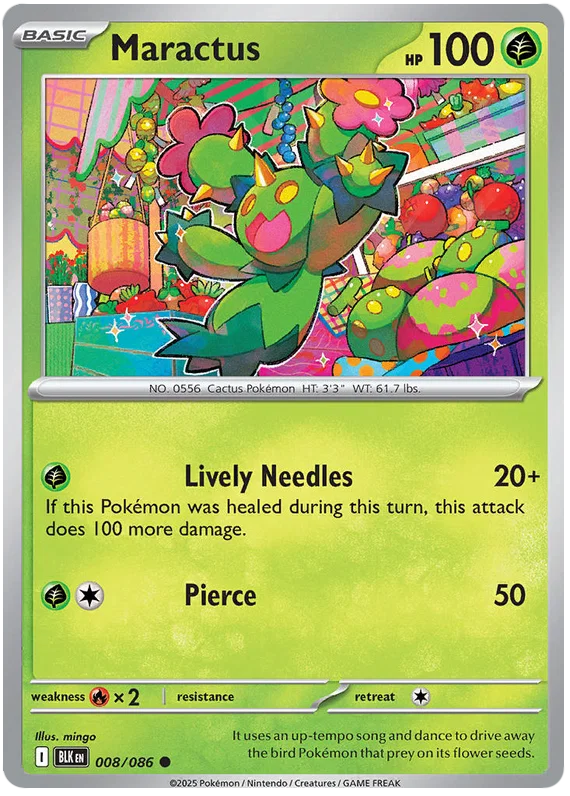 Pokémon Black Bolt Maractus #008 common kaart uit de nieuwe TCG-set