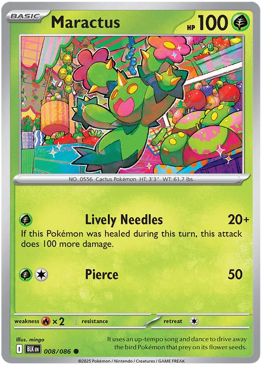 Pokémon Black Bolt Maractus #008 common kaart uit de nieuwe TCG-set