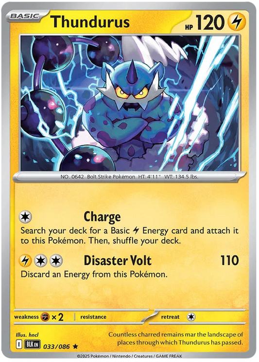 Thundurus Holo kaart nummer 033 uit de Pokémon Black Bolt set