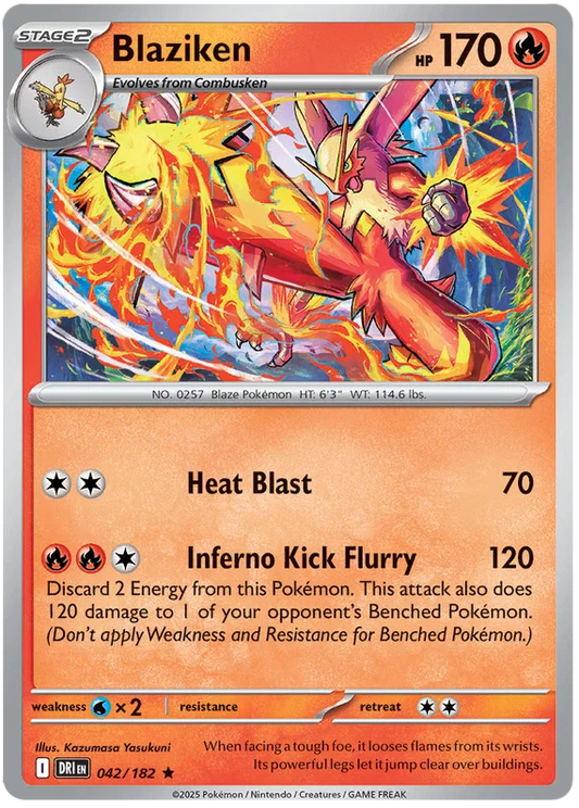 Blaziken ex Cosmos Holo kaart #042 uit de Pokémon Destined Rivals set