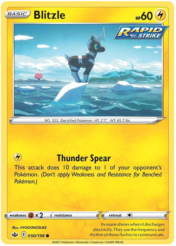 Blitzle common #050/198 Pokémon kaart uit Chilling Reign met Thunder Spear aanval