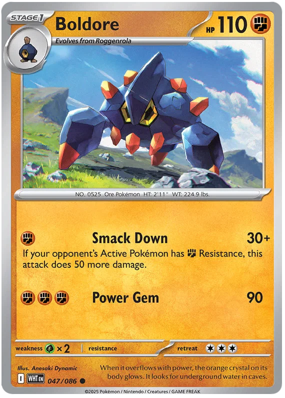 Boldore common Pokémon kaart nummer 047 uit de White Flare set