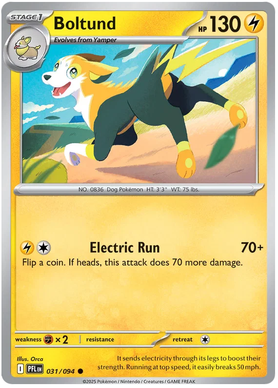 Boltund #031 common Pokémon kaart uit de Phantasmal Flames set