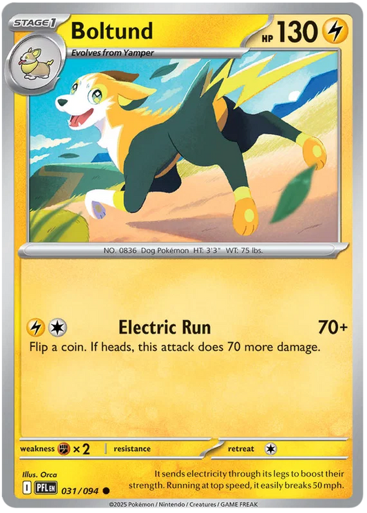 Boltund #031 common Pokémon kaart uit de Phantasmal Flames set