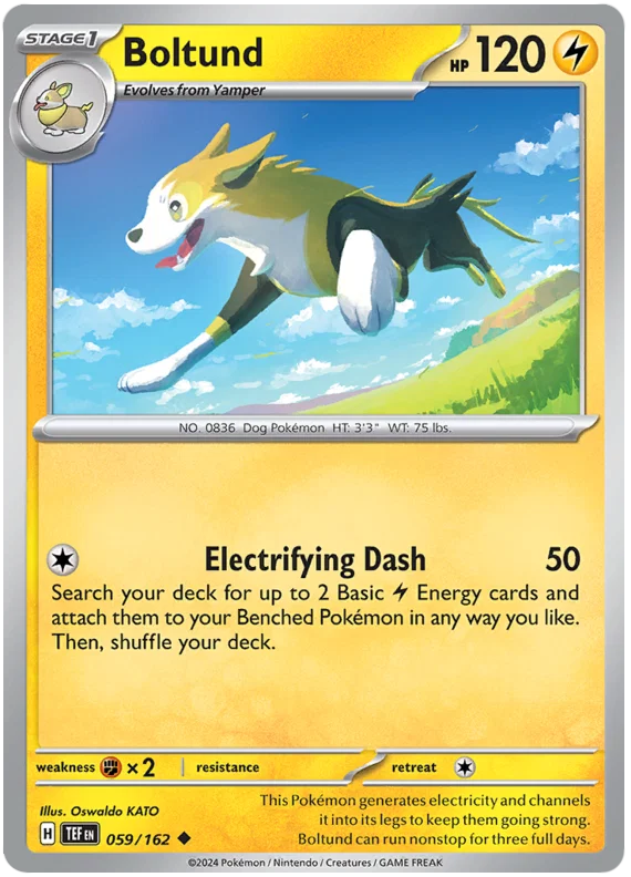 Pokémon Boltund #059 common kaart uit de Temporal Forces set