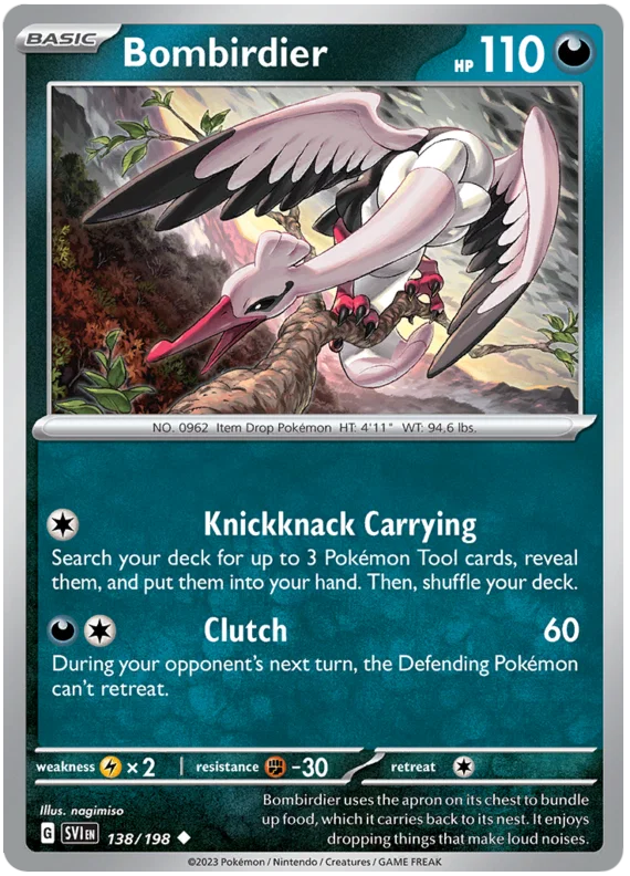 Bombirdier #138 common Pokémon kaart uit de Scarlet & Violet basisset