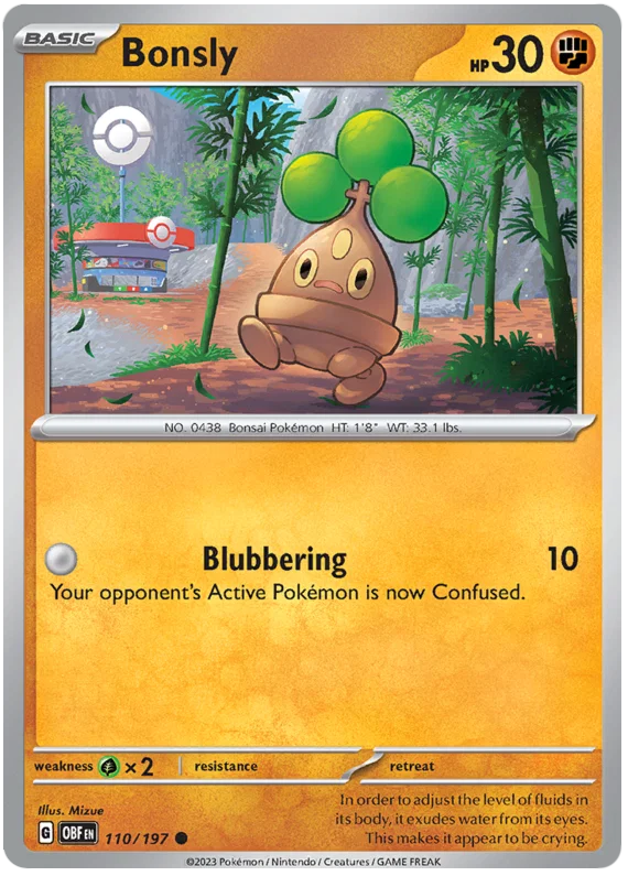 Pokémon Bonsly kaart #110 common uit de Obsidian Flames set