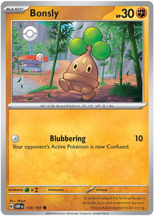 Pokémon Bonsly kaart #110 common uit de Obsidian Flames set
