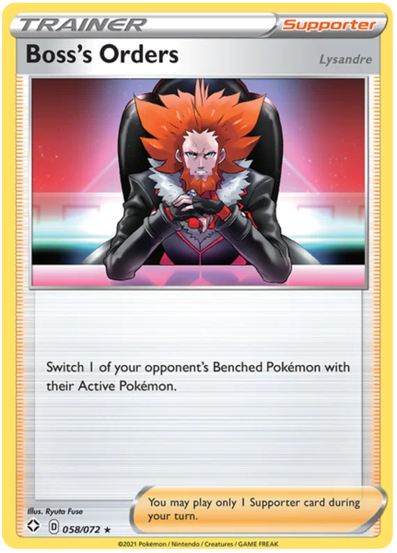 Boss's Orders common Trainer kaart 058/072 uit de Pokémon Shining Fates set