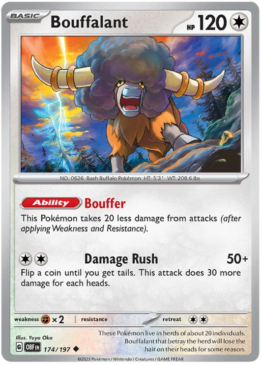 Pokémon Bouffalant common kaart #174 uit de Obsidian Flames set